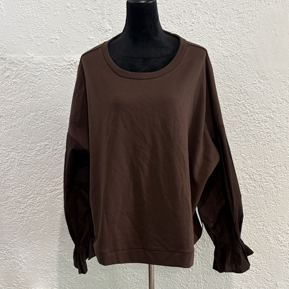 Eloquii Chocolate Brown Long Sleeve Puff Sleeve Sweater Top Blouse 22/24